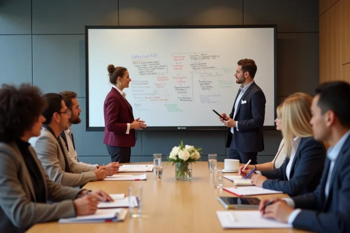 Atelier de formation entrepreneuriale animé par la CCI avec un groupe de chefs d'entreprise