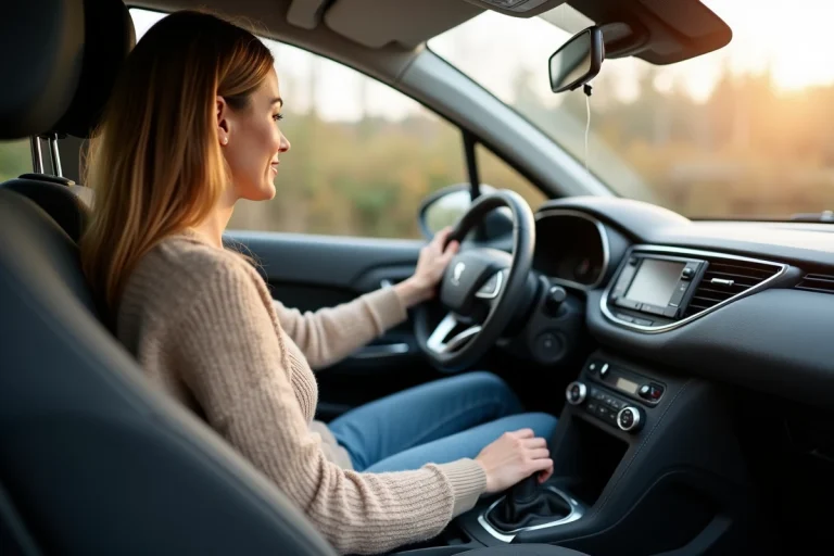 Femme appuyant sur l'écran tactile de l'autoradio d'une Peugeot 2008 pour l'éteindre