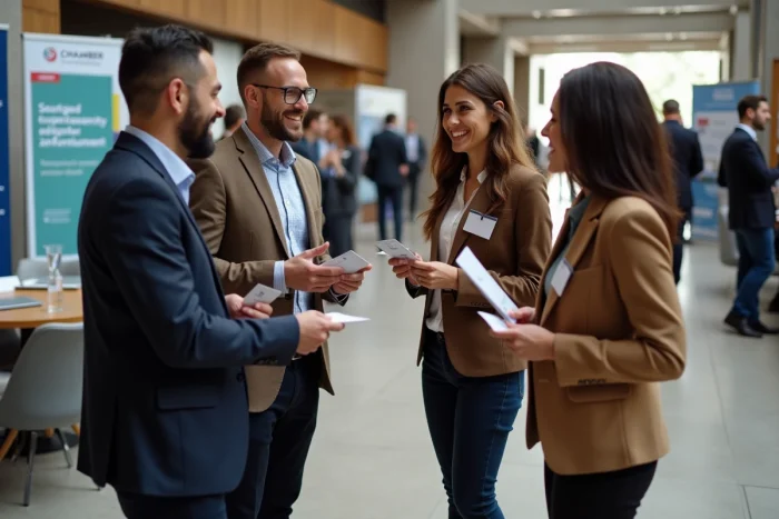 Événement de networking organisé par la CCI réunissant des professionnels et entrepreneurs lors d'un salon économique
